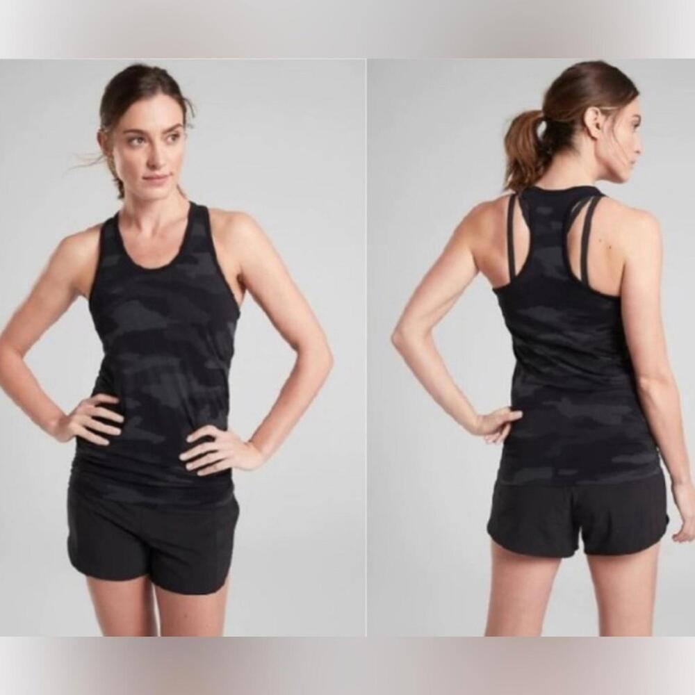 Athleta Size XS Black And Gray Camo Speedlight Racerback Tank